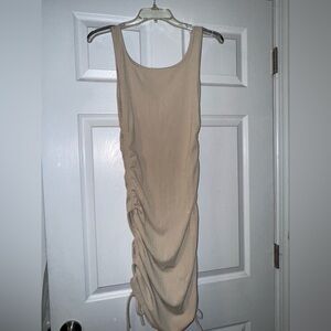 Tan Summer Dress, size medium, synch at the sides
